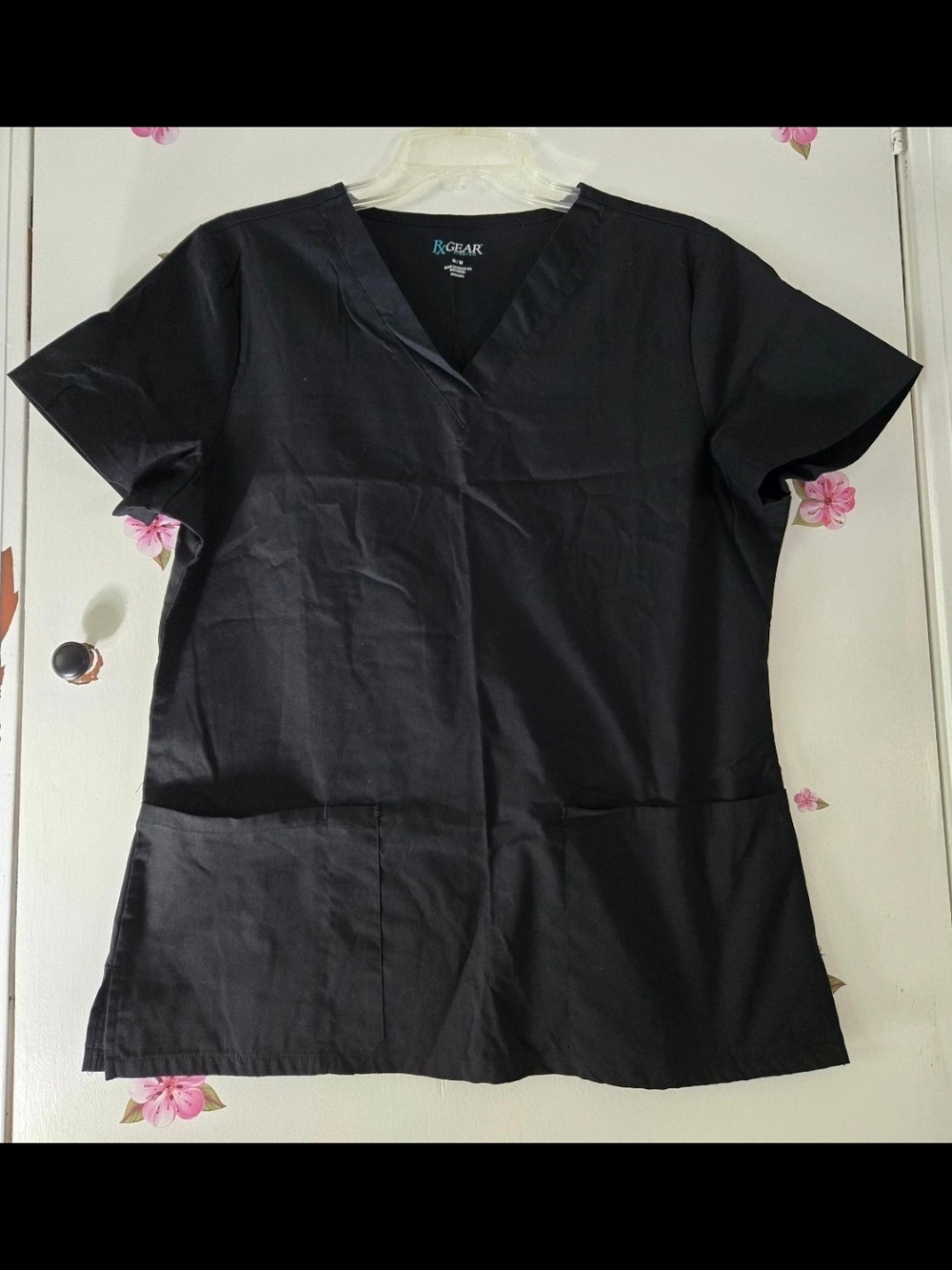 RX Gear Stretch Solid Black Women's Size Medium Scrub Top